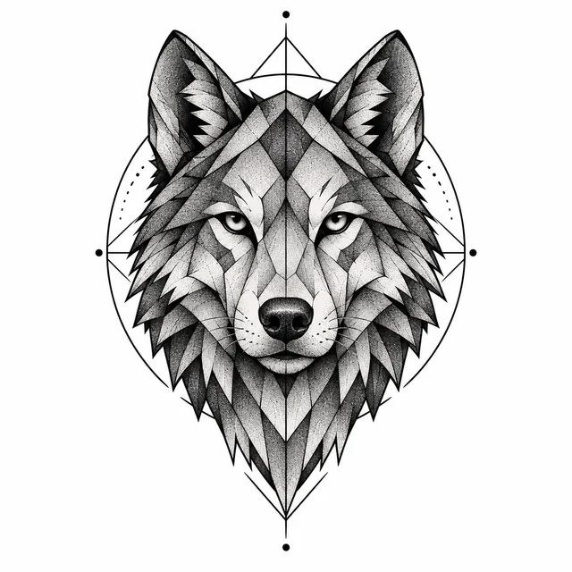 Generated geometric wolf tattoo design